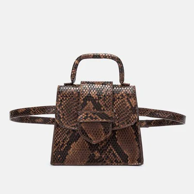 Женская поясная сумка винтажная змеиная печать нагрудная сумка женская змеиная из искусственной кожи поясные сумки Женская поясная сумка с животным принтом мини-пакет - Цвет: Snake