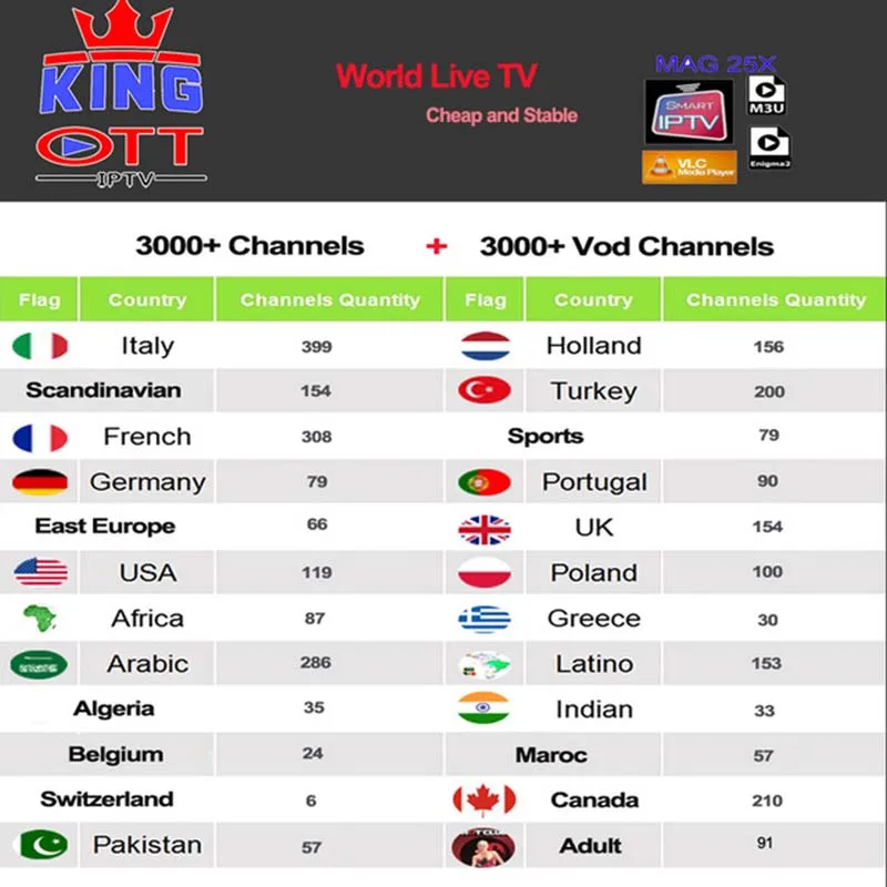 Iptv Espa a Spain Dutch Turkey Portugal Italia France Europe Subscription 4K Smart Iptv Adult M3u Vod For H96 Mag Android Tv box