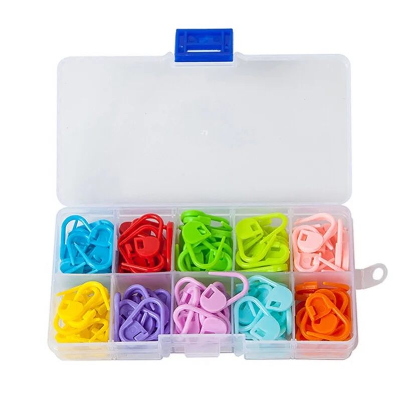 

120 Pcs/Set Locking Stitch Needle Clip Knitting Crochet Markers Holder Tool Plastic Safety Pins Ring Holder DIY Weaving Tools