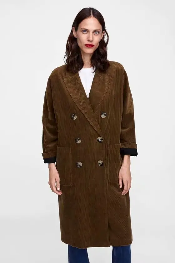 Long Style Corduroy Coat Women In American and European Women's Wear In