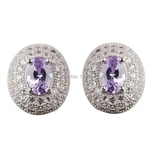 Fleure Esme, роскошные ювелирные изделия и аксессуары, Прямая поставка, рождественские подарки, светильник, фиолетовый кубический цирконий, посеребренные серьги R3183