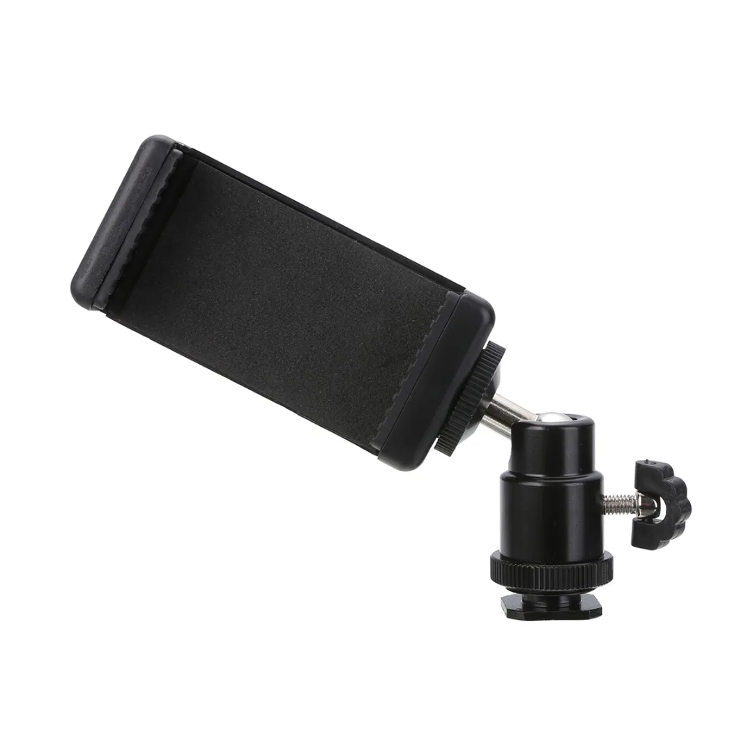 New Arrival 1pc 360 Swivel Ball Head Hot Shoe Adapter Mount With Phone Clip Holder for DSLR Camera Cell Phone