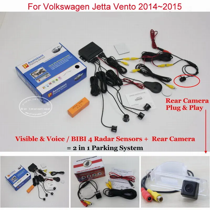 

Car Parking Sensors + Rear View Camera = 2 in 1 Visual / BIBI Alarm Parking System For Volkswagen VW Jetta Vento 2014~2015