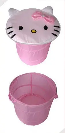 Hello kitteThe collapsible cartoon admission barrel Toy bucket Laundry Hamper Storage basket | Дом и сад