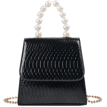 

Pearl Tote bag 2019 Fashion New High Quality PU Leather Women's Designer Handbag Crocodile pattern Chain Shoulder Messenger bags