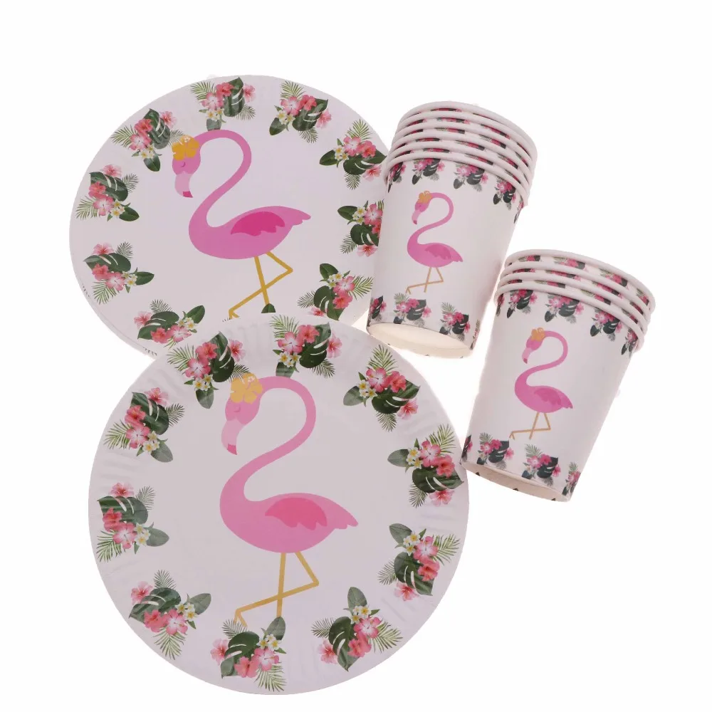 Розовый фламинго день рождения одноразовая посуда набор вечерние украшения детские салфетки чашки пластины вечерние украшения Дети