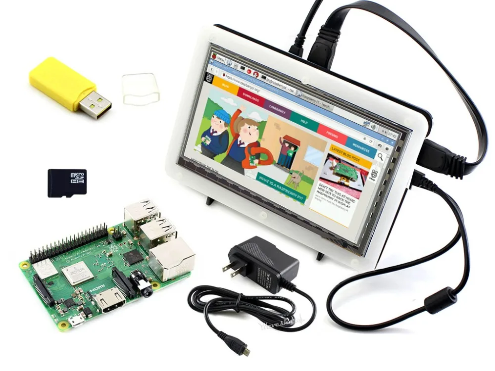 Waveshare Raspberry Pi 3 Model B+, Development Kit, 7inch HDMI LCD (C), Bicolor case, 16GB Micro SD card, Power Adapter Waveshare Raspberry Pi 3 Model B+, Development Kit, 7inch HDMI LCD (C), Bicolor case, 16GB Micro SD card, Power Adapter