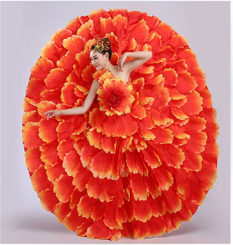 720 градусов, женский костюм для испанского фламенко, платье для танцев, длинное платье, красное платье для фламенко, платья для девочек, L190