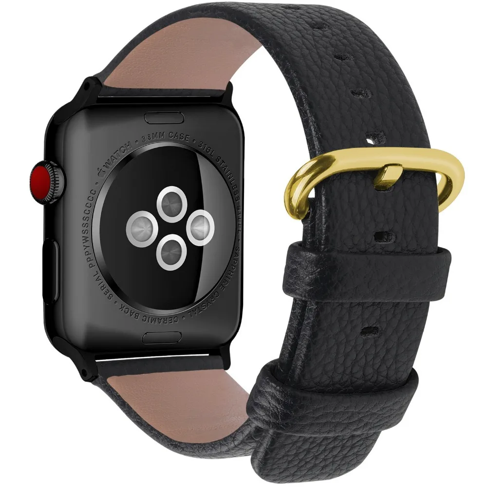 Кожаный ремешок для часов с золотой пряжкой для Apple Watch 38 мм группа женские часы ремешок Браслет 42 мм браслет для iwatch часы аксессуары