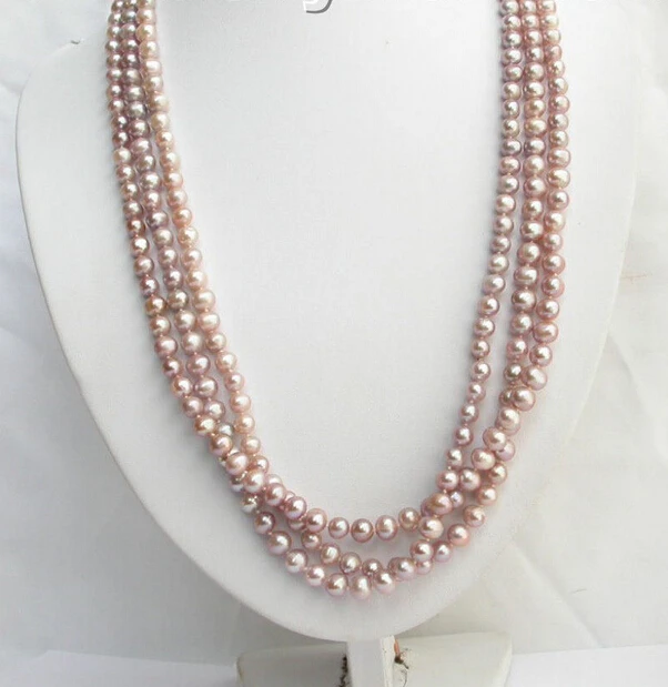 

FREE shipping>>> >>>Genuine 82" round purple Freshwater pearls necklace 6.07