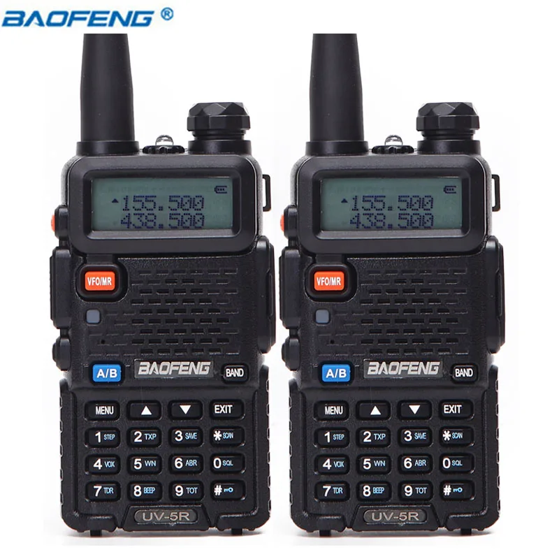 2 шт. BaoFeng UV-5R 5 Вт двухдиапазонный VHF/UHF портативный двухсторонний радио CB Walkie Talkie UV5R Ham Радио коммуникатор трансивер UV 5R - Цвет: balck