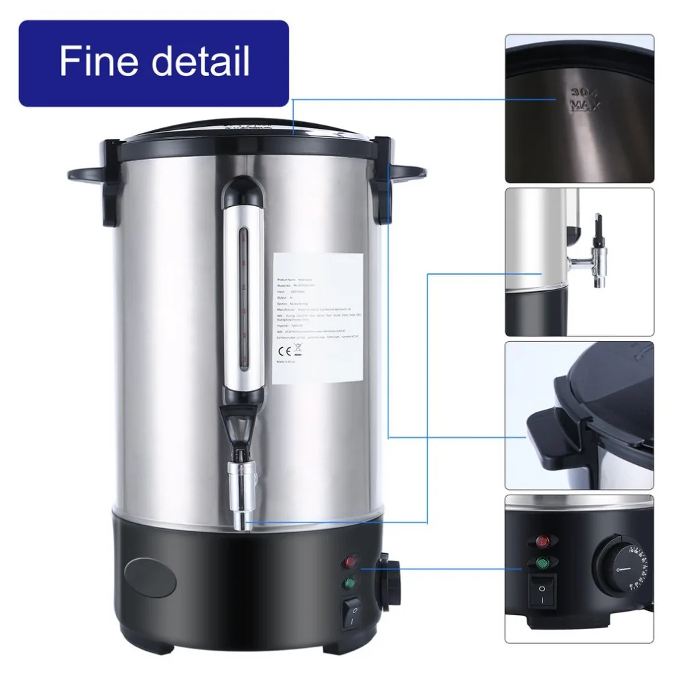 

Newest Hot Water Bucket Stainless Steel Electric Water Boiler Burning Water Machine Commercial Tea Shop Tool EU Socket