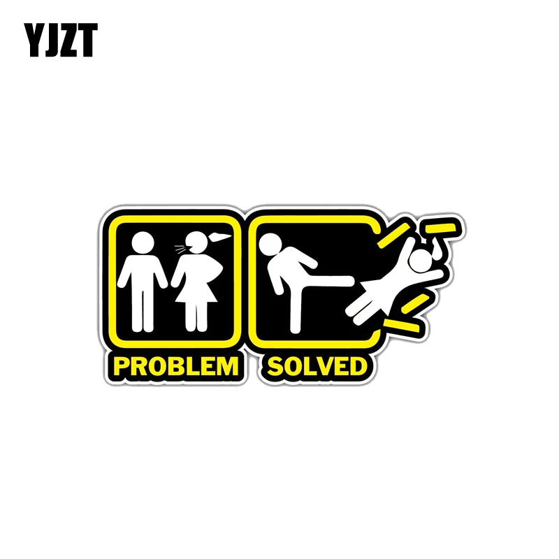 

YJZT 12.9CM*6.1CM Funny Annoying Wife Girlfriend Problem Solved Car Sticker Decal PVC 12-1361