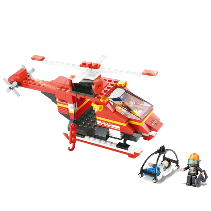 

0218 155pcs Fire Rescue Helicopter Constructor Model Kit Blocks Compatible LEGO Bricks Toys for Boys Girls Children Modeling