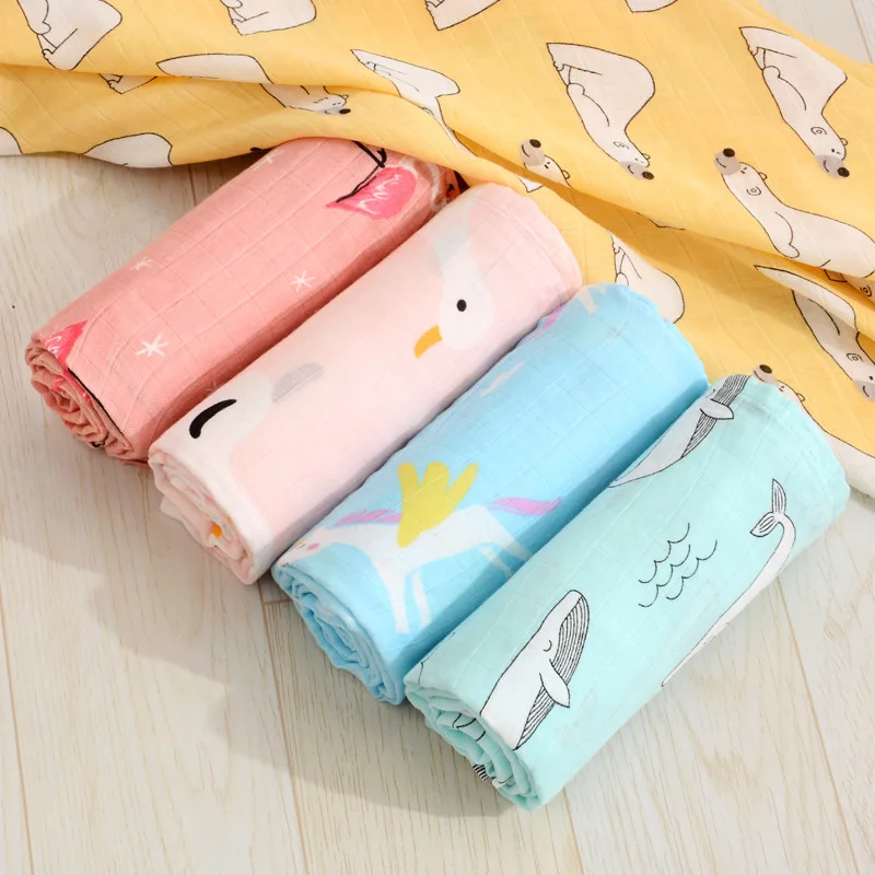 

Baby Blanket Breathable Muslin Wrap Newborn Cotton Bamboo Fiber Baby Swaddle Multifunction Muslin Bedding 120*120cm
