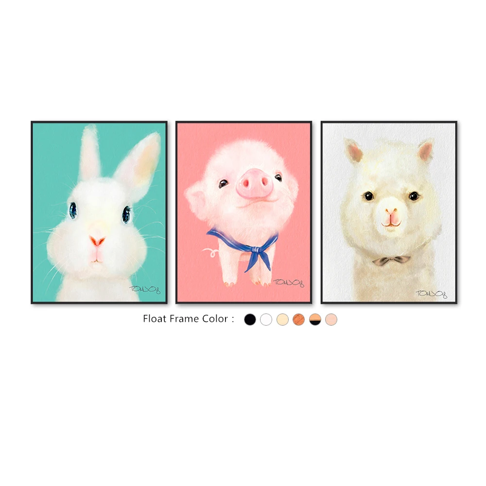 

Cute Animal Pictures Canvas Painting Small Painting for Kids Room Rabbit Bear Prints Home Decoration Wall