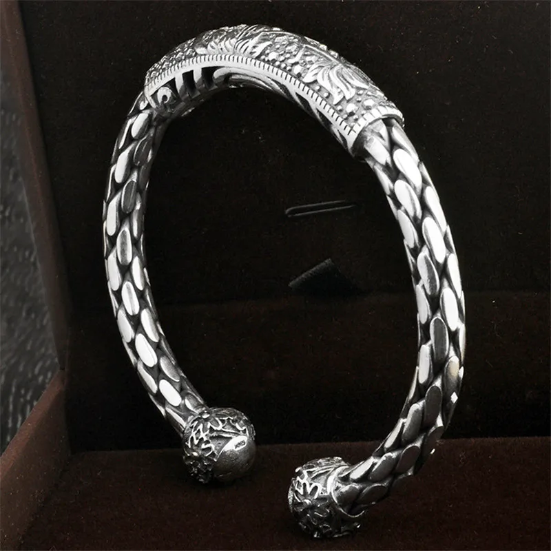 V. YA подлинные 925 пробы серебряные браслеты и браслеты в стиле панк открытый размер манжета браслет для мужчин и женщин хорошее ювелирное изделие
