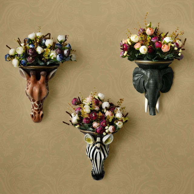 Европейский моделирование животных глава ваза корзина настенные украшения фон стены украшения Домашнего Интерьера смола стены Кулон