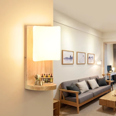 

E27 Holder Wall Lamps for Bedside Lamps wooden Light Stair Lighting Home Decor 110V/220V Lighting fixture