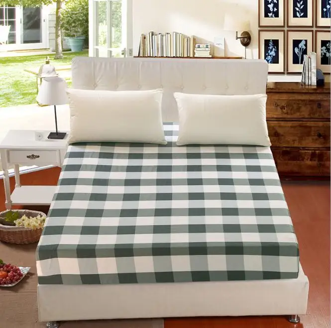 Fashion lattice 1pcs fitted sheet Twin Full Queen size cotton Elastic