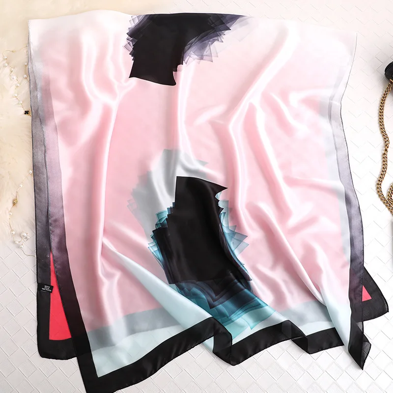 Визуальные оси 28th, March дизайнерские шелковые шарфы для женщин роскошный бренд печати павлиньи перья Шелковый шарф - Цвет: F-289g4
