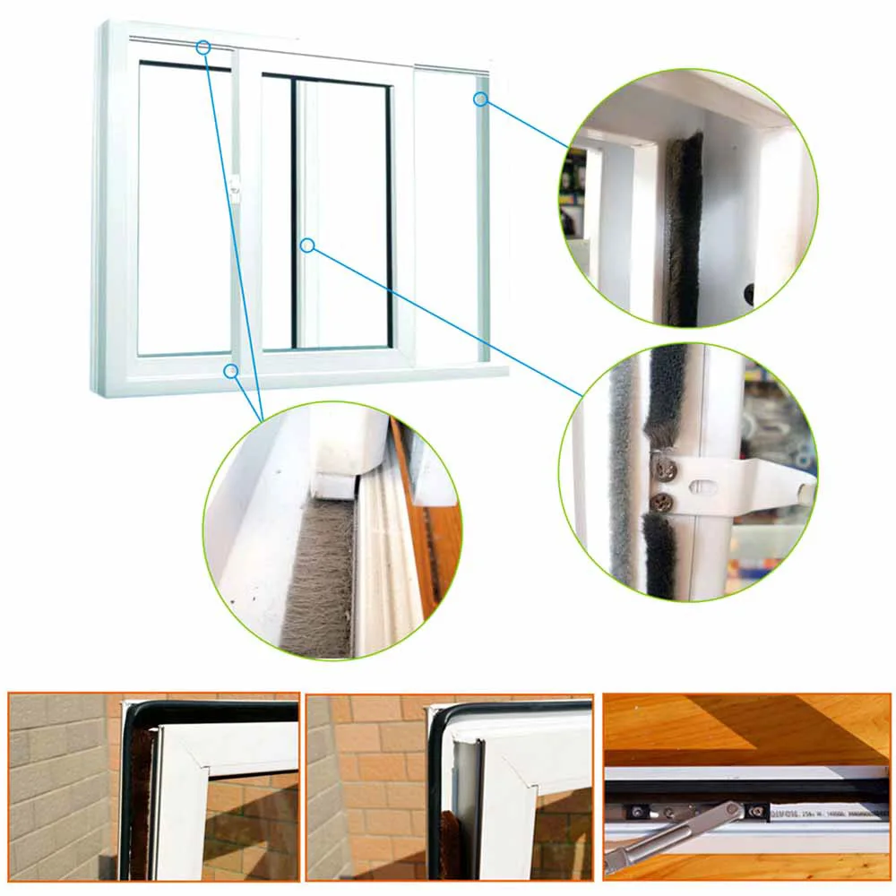 

5m Self Adhesive Weather Strip Window Frame door Draught Excluder Brush Pile Seals