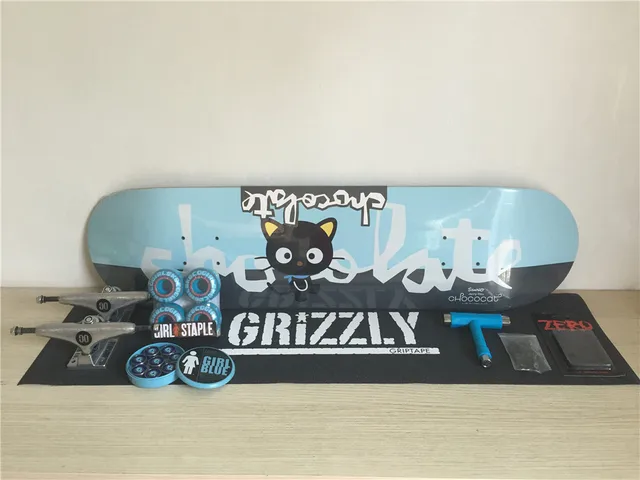 Cheap Chocolate Skateboard Deck Union Trucks Girl Wheels & ABEC-3 Bearings Skate Complete Set Plus Hardware Set Riser Pad & Skate Tool