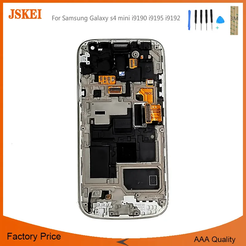 

For Samsung Galaxy s4 mini i9190 i9195 i9192 LCD display touch screen digitizer with Bezel Frame Assembly For S4 mini LCD