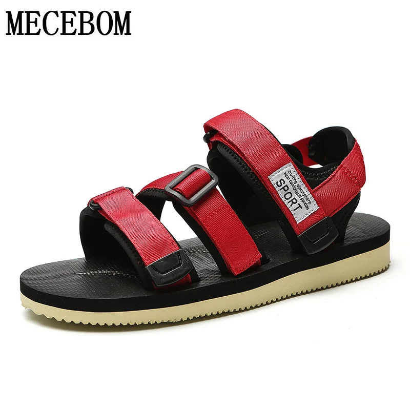 

Men's Canvas Sandals new summer men casual shoe Hook&loop black red beach sandals for male size 39-44 d190m