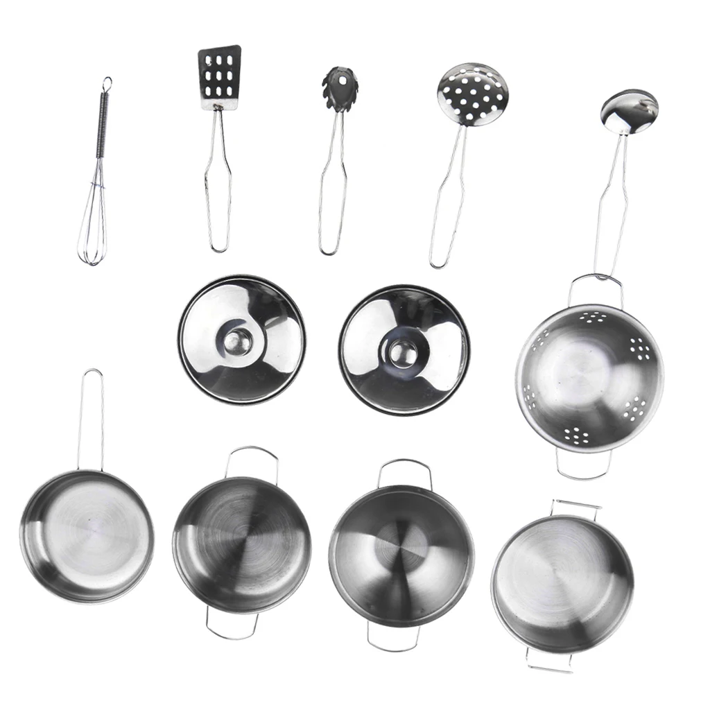 Kids Kitchen Metal Cookware Playset, All Purpose Kitchen Cooking Tool Set - C, 12pcs/Set