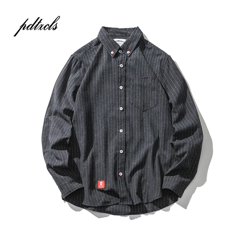 

New Japanese Style Fashionable Brand Color Plaid Full Sleeve Thin Men's Shirts Hip Hop Autumn Casual Vintage Striped Male Shirts