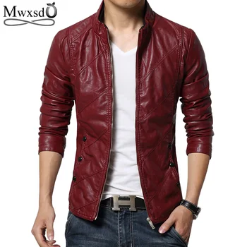 

Mwxsd brand 2019 New Men's Fashion Motorcycle PU Faux Leather jacket Men Casual soft Biker Leather Coat Slim M-5XL