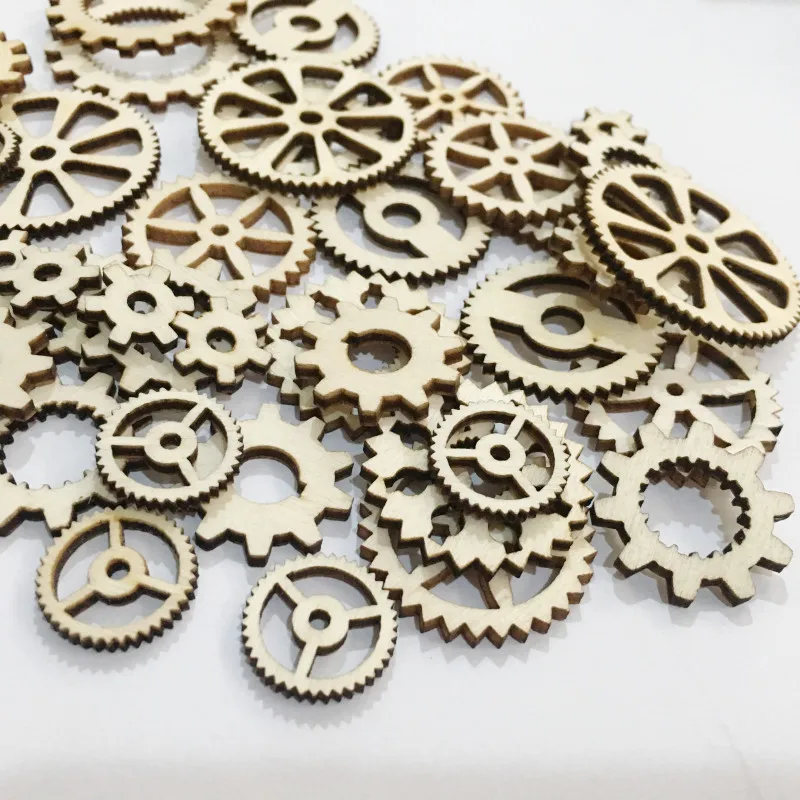 

50pcs/lot Gear Heart Pattern Natrual Wooden Craft Hanging Ornaments Home Party Table Embellishment DIY Scrapbooking Crafts 62572