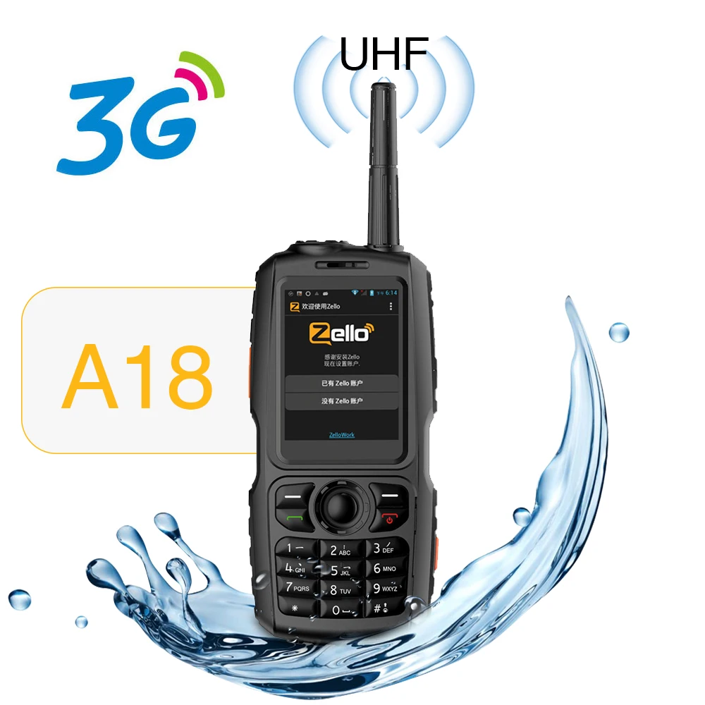 

A18 Walkie Talkie with UHF 3800mah IP68 Waterproof Smart Phone Android4.2.2 Dual SIM Smart Radio GPS Zello 3G WCDMA Mobile phone