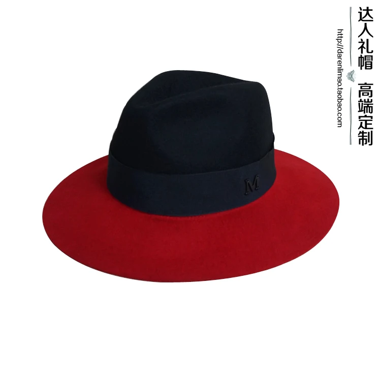 Fashion black and red fashion colorant match fedoras jazz hat female