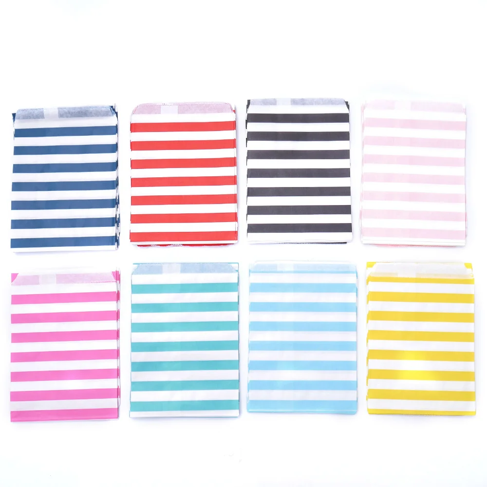 

25PCS 8 Colors & White Useful Candy Stripe Paper Sweet Bags Wedding Candy Bar Bags Party Gift Bags Paper Party Favor Gift Bag