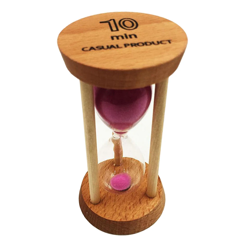 10 Minutes Wooden Frame Sand Timer with Pink Sand Hourglass Home Decor Great accessories for kitchen cooking, reading