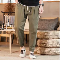 2019 хлопковые льняные повседневные штаны-шаровары мужские штаны для бега фитнес брюки мужские в традиционном китайском стиле Размер M-5XL