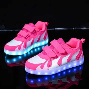

STRONGSHEN Pink Hot USB charging Fashion colorful glowing student shoes boy ghost step lights LED luminous sport of the girls