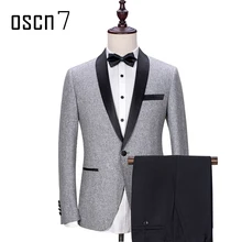 OSCN7 серый портной костюм Свадебная вечеринка 2 шт джентльмен Костюмы Под заказ для мужчин Мода Terno Masculino