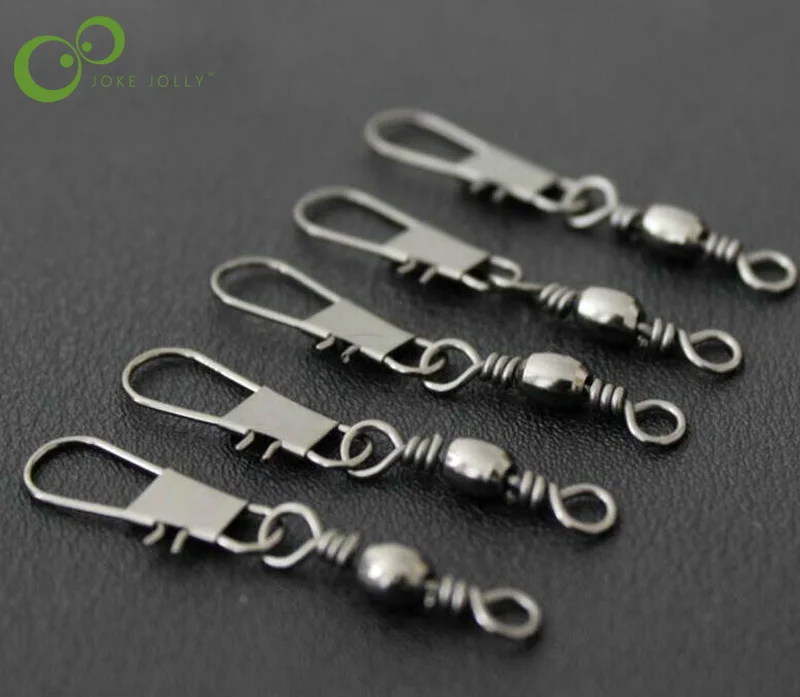 

100pcs Stainless steel swivels interlock snap fishing lure tackles winter fishing gear accessories Connector copper swivel