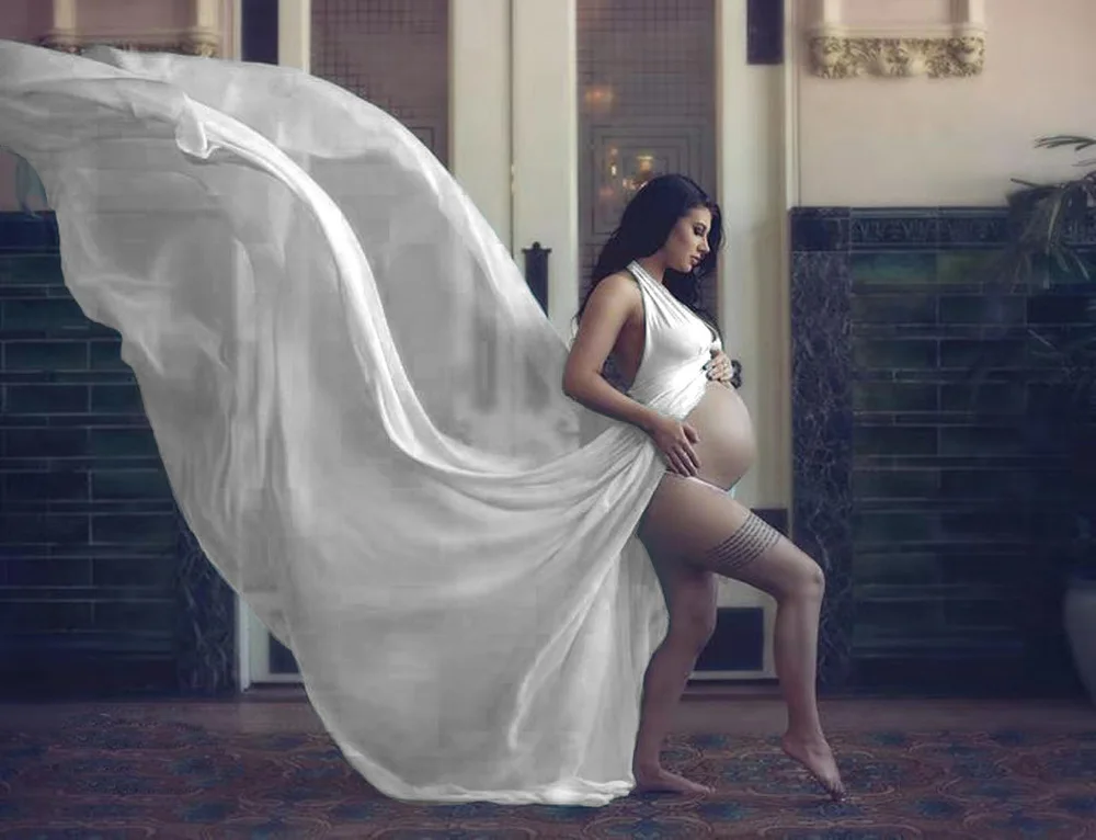 New Women Pregnancy Dress For Photo Shooting Sexy Front Split Maternity Dresses Photography Props Sleeveless Maxi Maternity Gown (5)