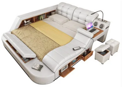 الحقيقي حقيقية إطار سرير جلدي الحديثة لينة سرير أثاث منزلي لغرفة النوم camas مضاءة muebles دي dormitorio yatak mobilya قورتو bett