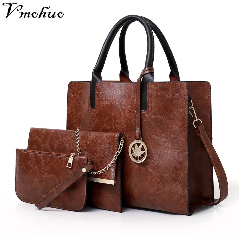 

VMOHUO Women Bags Set 3pcs/set Leather Handbag Women Large Tote Bags Ladies Shoulder Bag Handbag Messenger Bag Purse Sac a Main