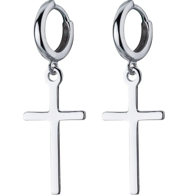 

925 Sterling silver Stud earrings circular cross Men and women earrings fashion jewelry wholesale