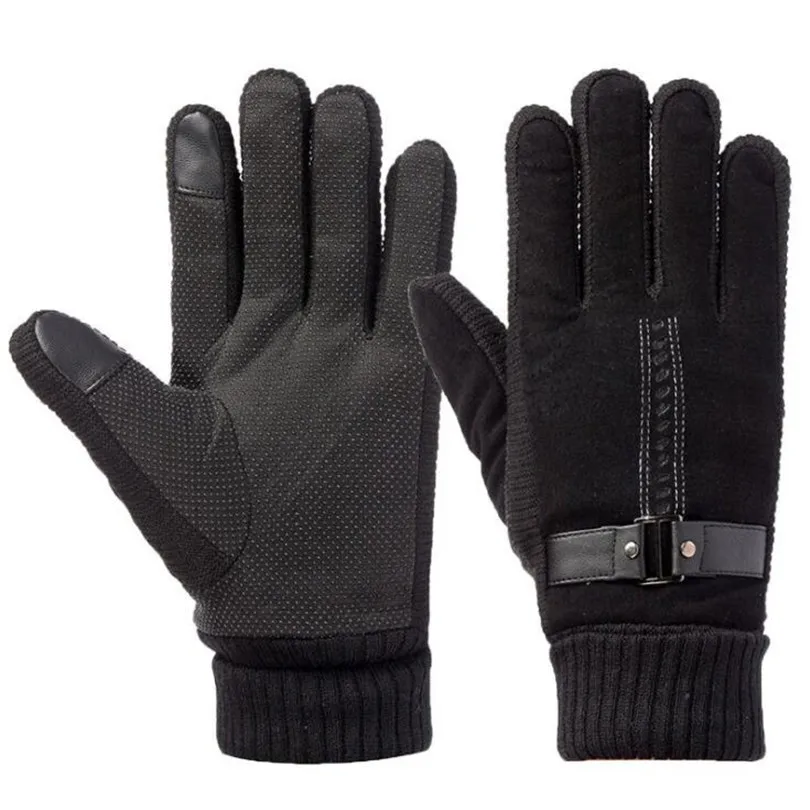 VISNXGI мужские зимние перчатки с сенсорным экраном из кожи Guantes PU лоскутные толстые перчатки для вождения мужские мотоциклетные теплые перчатки