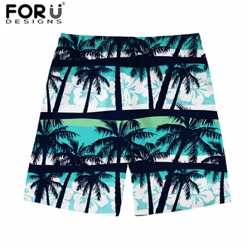 

FORUDESIGNS Hawaiian Style Summer Men Board Short Tropical Forest Pattern Breathable Beach Shorts for Male Boys Quick Dry Pants