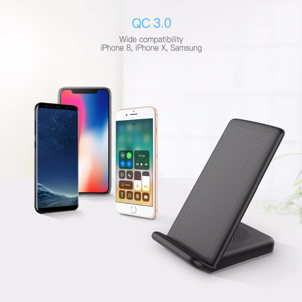 Vinsic 16 Вт Беспроводное зарядное устройство QC 3 0 быстрое 9 В 1.8A выход 2 катушки для