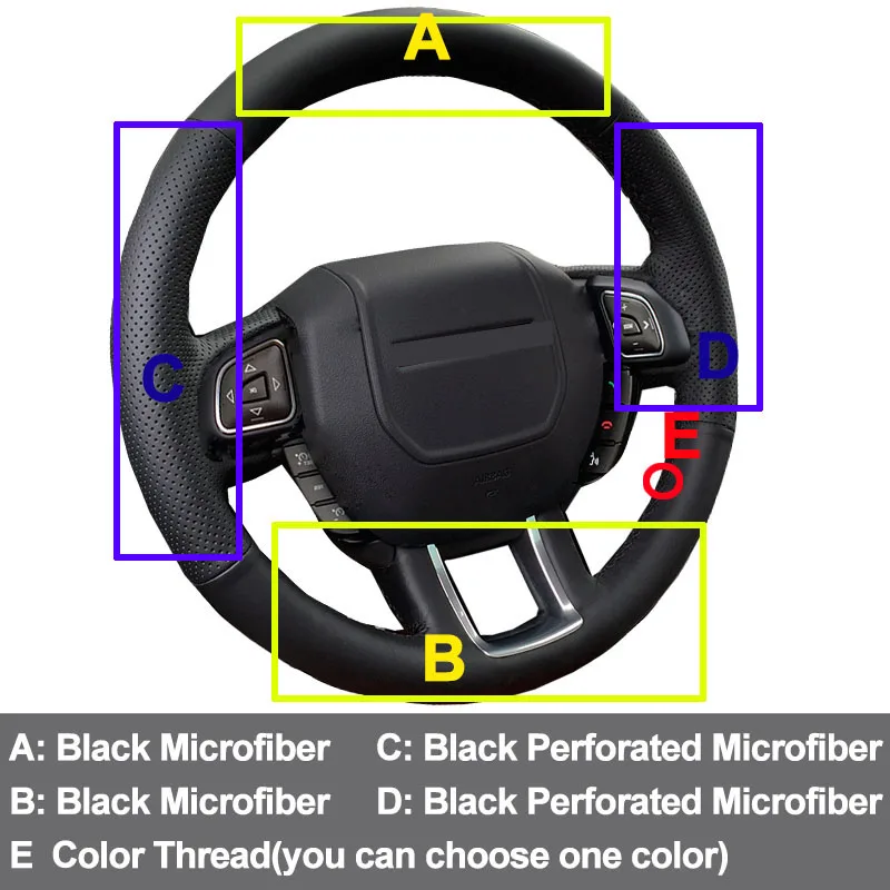 HuiER для рукоделия, крышка рулевого колеса автомобиля из микрофибры, нескользящая для Land Rover Range Rover Evoque 2012 2013