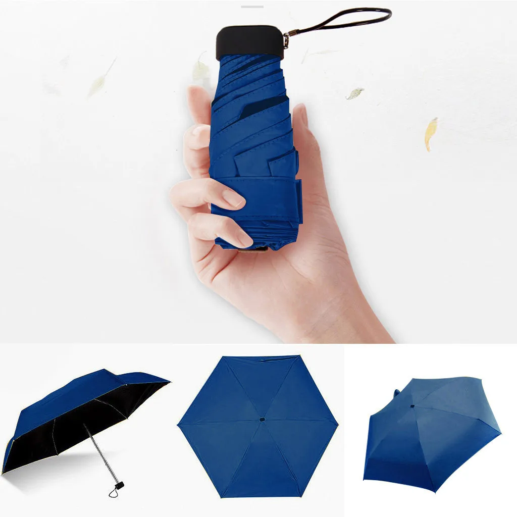 Wind Resistant 5 Folding Umbrella Rain Women Mini Pocket Rain Umbrellas Men Women Sunscreen Parasol Umbrella